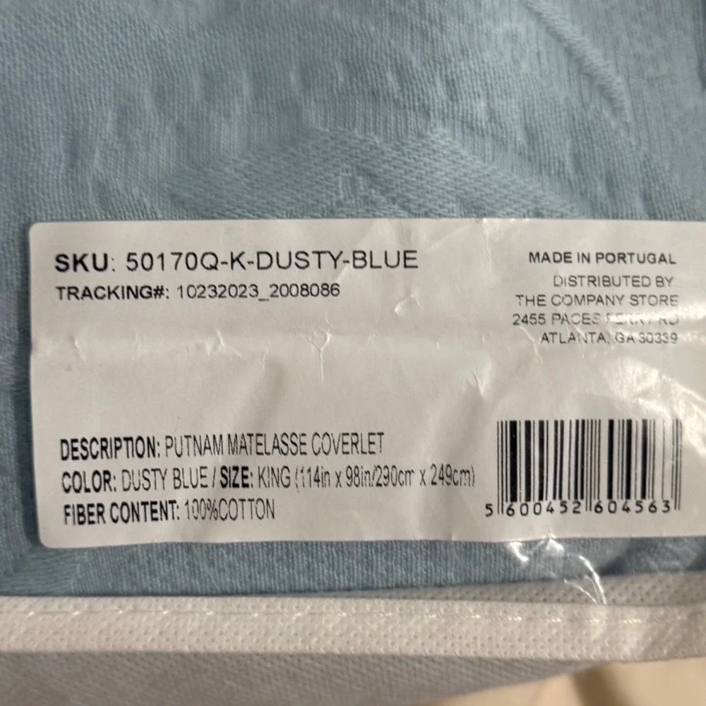 The Company Store Putnam Matelasse Coverlet King Dusty Blue New Cotton Bedding‎